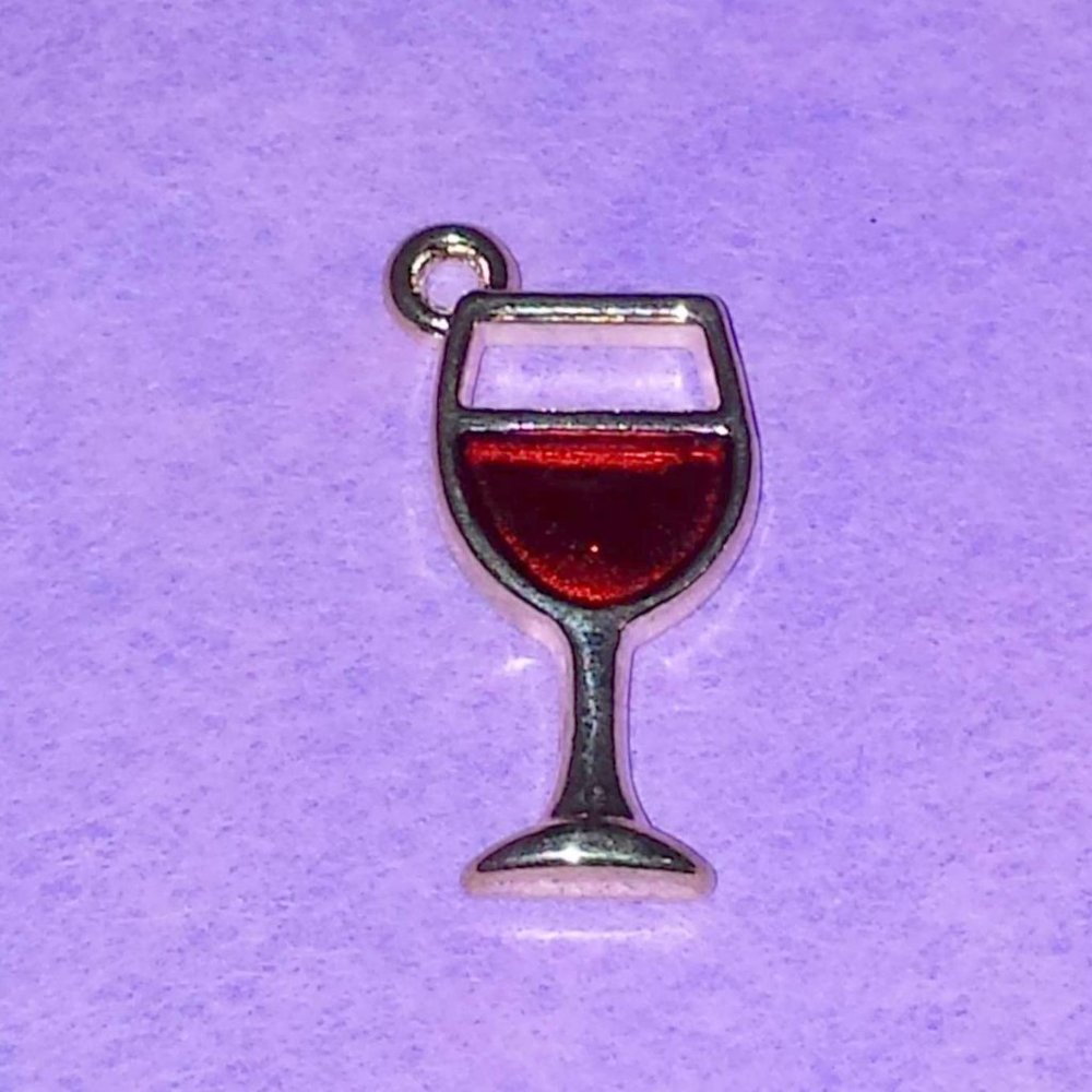 Gold Red Wine Charm
